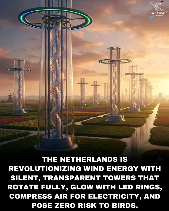THE NETHERLANDS IS REINVENTING WIND ENERGY WITH SILENT, TRANSPARENT TOWERS THAT PRODUCE CLEAN POWER...
