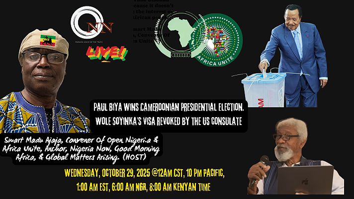 Breaking News! Paul Biya Wins The Cameroonian Presidential Election. Wole Soyinka’s US Visa...